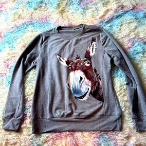 Grey Donkey Print Crewneck Sweatshirt